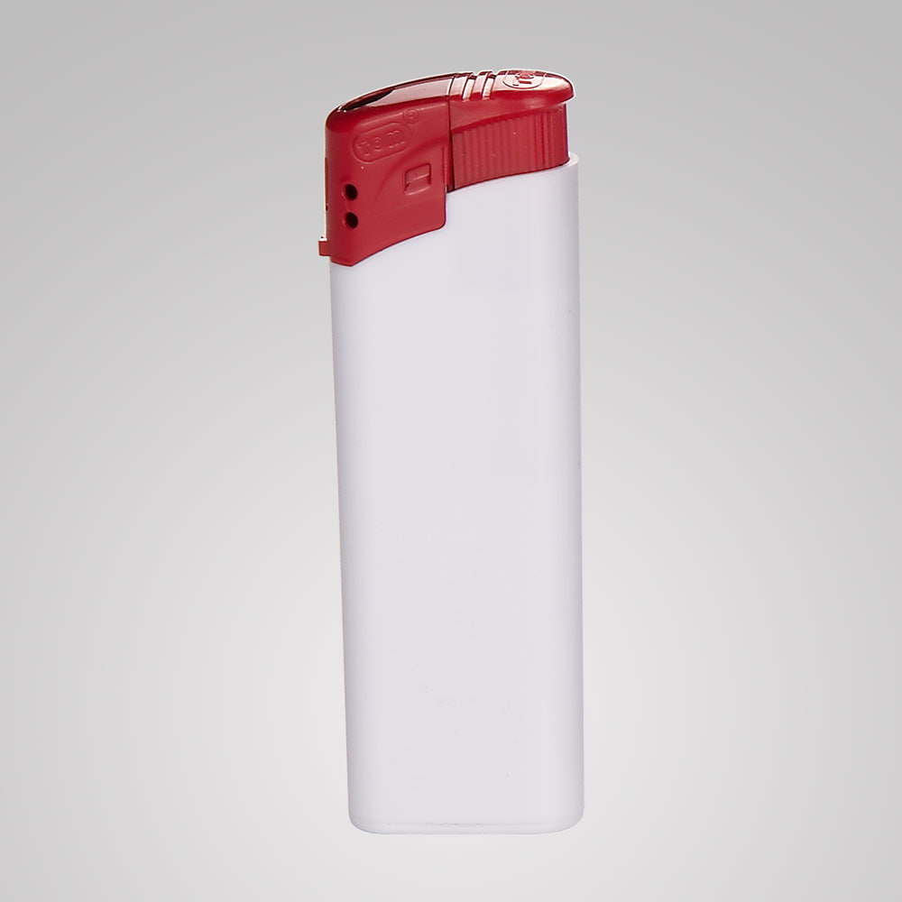 Lighter TOM EB-15 HC Coloured Cap - White electronic lighter with colored caps
