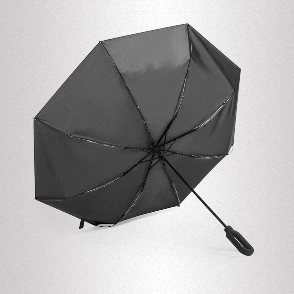Sklopivi vjetroootporni promotivni kišobran s ručkom u obliku karabinera, V0493 - Sklopivi vjetroootporni promotivni kišobran s ručkom u obliku karabinera, V0493